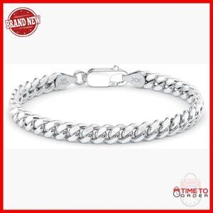 925 Sterling Silver Miami Cuban Link Bracelet 9 Inch Unisex Jewelry Gift